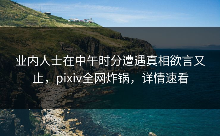 业内人士在中午时分遭遇真相欲言又止，pixiv全网炸锅，详情速看