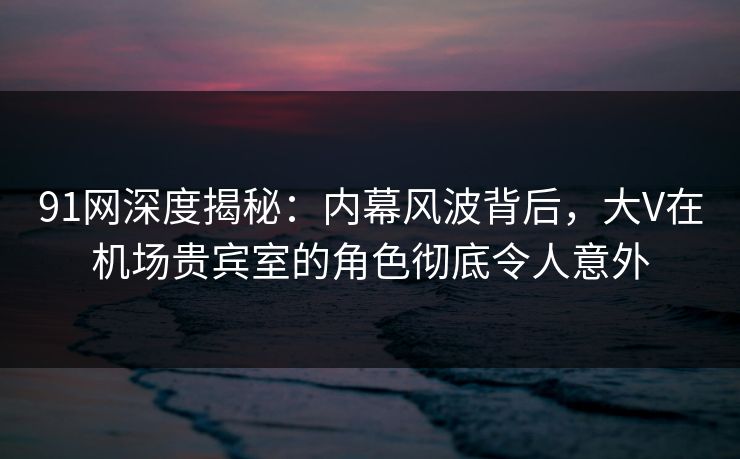 91网深度揭秘：内幕风波背后，大V在机场贵宾室的角色彻底令人意外