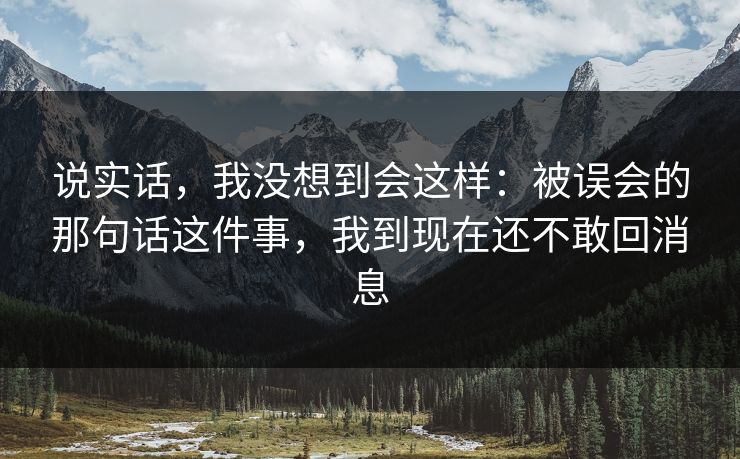 说实话,我没想到会这样:被误会的那句话这件事,我到现在还不敢回消息